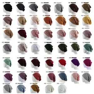 Modal solid color tube cap stretchy cotton women's head cover versatile daily wear beanie