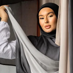 Hijab long dégradé en modal de haute qualité foulard respirant léger pour femme mode