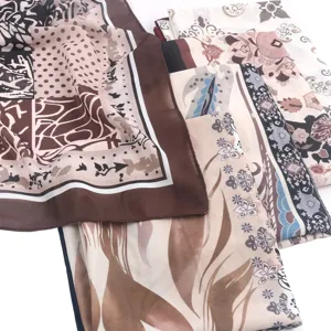 Chiffon printed ethnic shawl scarf, lightweight seaside beach wrap with floral patterns.