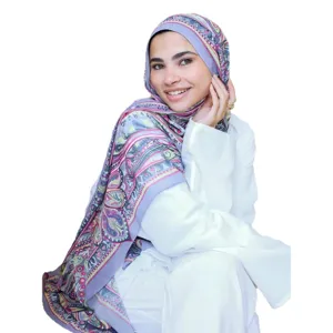 Chiffon printed ethnic style shawl scarf for women, lightweight sun protection beach scarf.