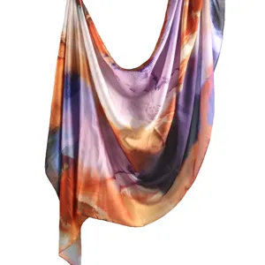 Zijdezachte abstracte marmer bedrukte sjaal lichte kleurrijke mode zomer hoofddoek