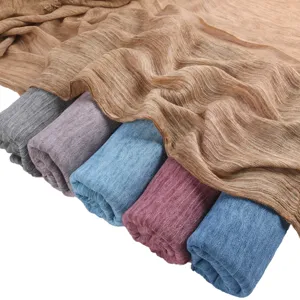 Geknitterter unifarbener Viskoseschal atmungsaktives Tuch mehrfarbig Damenmode Accessoire.