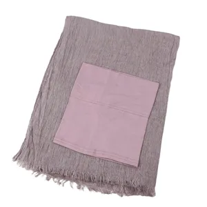Crinkled rayon long scarf and matching elastic inner cap set, detailed view of texture.