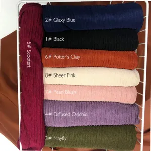Solid color striped cotton stretch breathable scarf, versatile everyday fashion accessory.