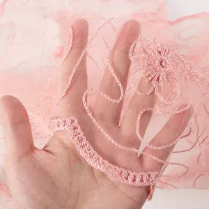 Solid color thin floral embroidered scarf sweet versatile women sunscreen shawl headscarf