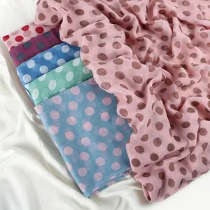 French vintage polka dot scarf breathable linen feel long shawl chic headwrap hijab
