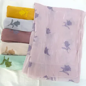 Embroidered island silk long scarf for women, versatile fashion sun protection shawl.