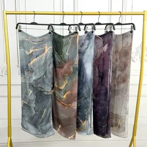 Marble digital print modal cotton scarf hijab, ethnic style long shawl wrap detail view
