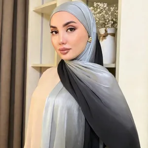 Verloop satin hijab glanzende hoofddoek zijdezachte sjaal voor vrouwen zacht glad