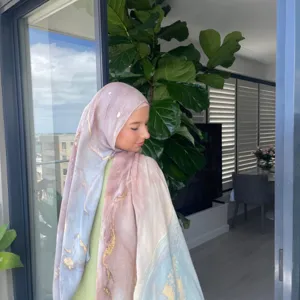 Modal cotton hijab marble digital print scarf ethnic shawl headscarf main view display