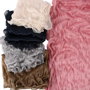 Foulard long plissé bulle respirant hijab brillant scintillant mode multicolore femme été