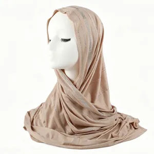 Modal effen kleur strass lange hijab hoofddoek sjaal voor vrouwen mode stijlvolle wrap.