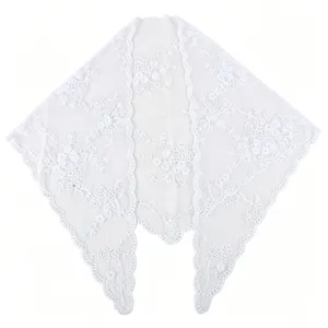 White floral lace triangular scarf women retro headscarf elegant wrap sun protection shawl