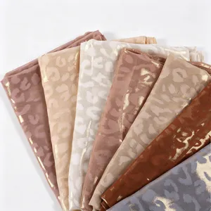 Gold stamped leopard print chiffon scarf, lightweight soft long shawl for women stylish.