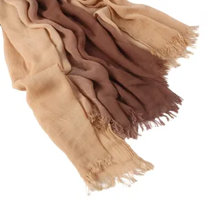 Sciarpa sfumata in rayon da donna, scialle lungo stropicciato leggero con frange.