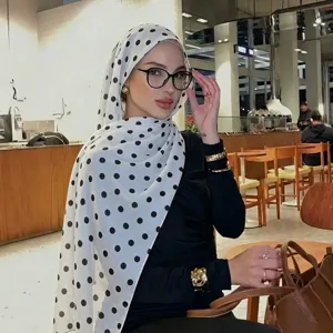 Women's Lightweight Polka Dot Scarf Bali Yarn Printed Long Shawl Head Wrap Fashion Neck Scarf Daily Accessories