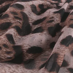 Classic leopard print cotton-feel fabric scarf, soft lightweight design for daily use.
