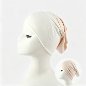 Bonnet hijab sous-tuch en modal bicolore respirant vue de détail haute élasticité