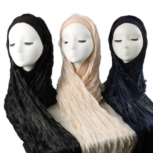 Ensemble foulard long hijab infroissable respirant avec bonnet interieur mode ete femme.