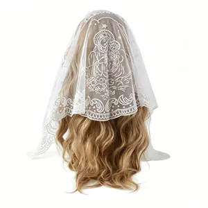 Fashion Lace Trim Breathable Polyester Triangular Scarf Elegant Solid Color Women Veil Scarf Daily Wear Accessory