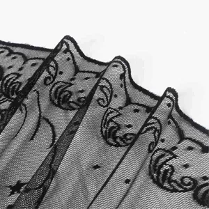Black lace triangular veil breathable mesh scarf with cute cat moon pattern for women fashion