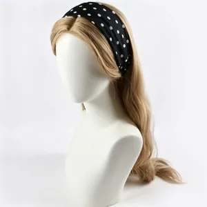 Bandeau à pois noirs large élastique bandeau cheveux mode femme sport accessoires de coiffure
