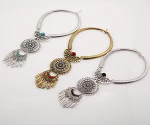 Böhmische Vintage Strass Quaste Statement Halskette Set, eleganter Kragen Schmuck für Frauen.