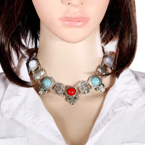 Vintage Legering Kunstparel Strass Choker Halsketting Voor Vrouwen Overdreven Geometrisch Gesneden Verguld Statement Halsketting Sieraden Cadeau