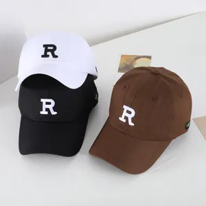 Berretto da Baseball Unisex Ricamato Lettera R Cotone Regolabile Parasole Sport all'Aperto Tempo Libero Moda Streetwear Cappello