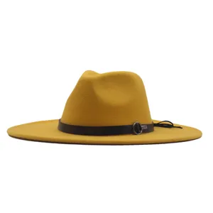 Westlicher Stil Baumwolle Breite Krempe Fedora Hut Vintage Konische Krone Jazz Hut Kette Leder Dekor Sonnenschutz Wärme Mütze Für Unisex Reisen Outdoor Täglich