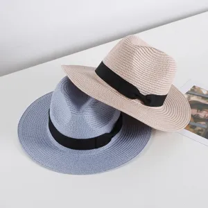 Sombrero de paja de verano para hombres y mujeres, sombrero de playa Panama transpirable.