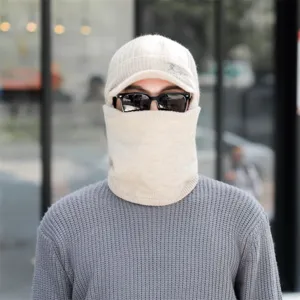 Winter warmer Strickmütze und Halstuch Set, gefütterte dicke Kälteschutzmütze für Herren outdoor.