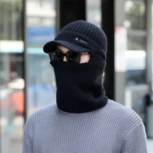 Winter thermische Strickmütze mit Nackenschutz für Herren, winddichte Outdoor Mütze.