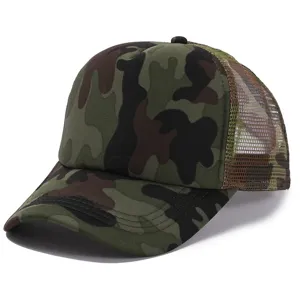 Gorra de béisbol de malla de camuflaje para hombre y mujer, detalles de camionero.
