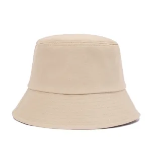 Μονόχρωμο μπεζ καπέλο bucket λεπτομέρεια, casual υφασμάτινο καπέλο ηλίου για γυναίκες.