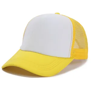 Gorra trucker lisa con panel frontal blanco, gorra de béisbol de verano transpirable unisex.