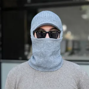 Winter thermische Strick Sturmhaube mit Schirm, winddichte Fleece Gesichtsmaske Radfahren.