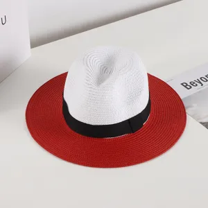 Women summer wide brim straw hat classic jazz sun hat elegant beach fashion headwear