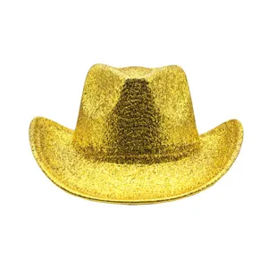 Gold glitter cowboy hat shiny party stage performance jazz top hat unisex festive wear