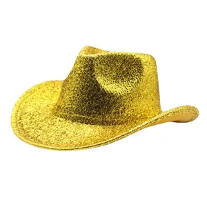 Polyester Sequin Jazz Hat Unisex Western Cowboy Fedora Hat Glitter Stage Performance Party Hat Costume Accessories