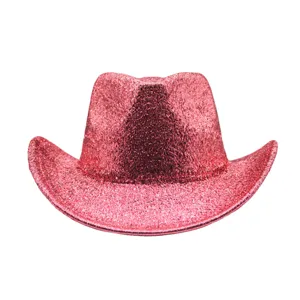 Red glitter cowboy hat for party stage performance sparkle jazz hat costume accessory