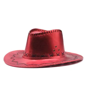 Metallic Western Cowboy Hat For Adults Wide Brim Jazz Costume Hat Party Halloween Sunshade Dress Up Props