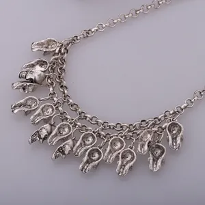 Punk mehrschichtige Totenkopf Anhänger Halskette Vintage Silber Statement Schmuck Damen