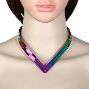 Collar de Gargantilla de Metal Estilo Occidental Cuello Falso Personalizado Arcoiris Multicolor Gargantilla Geométrica Joyería de Regalo