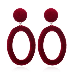 Orecchini Pendenti Ovali Grandi Avvolti in Velluto da Donna Orecchini a Bottone Tondi Geometrici in Lega Gioielli di Moda Vintage Regalo