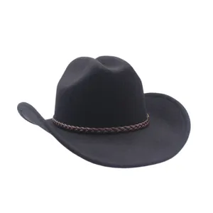 Classic black wool fedora jazz hat for men and women, vintage western cowboy hat.