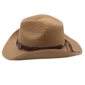 Western cowboy straw hat for men and women, summer beach vacation outdoor sun protection hat.