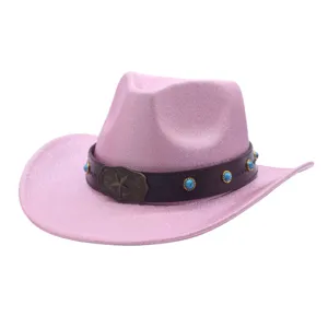Pink glitter western cowboy hat wide brim jazz hat fashion party stage costume hat new