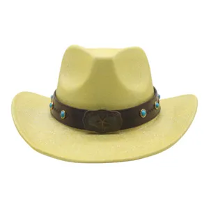 Detailed view of the sparkling western cowboy hat with turquoise band and buckle for parties.