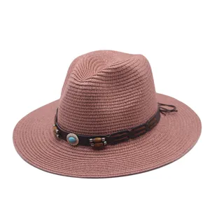 Chapeau fedora en paille à large bord pour voyage extérieur été protection solaire couple.